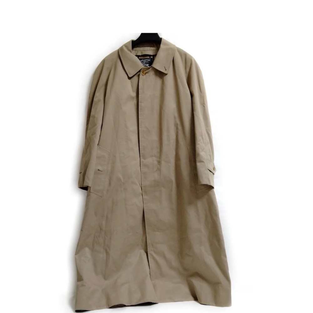 Vintage Burberrys Car Coat Beige 44R Made in England Nova Check Single Breasted